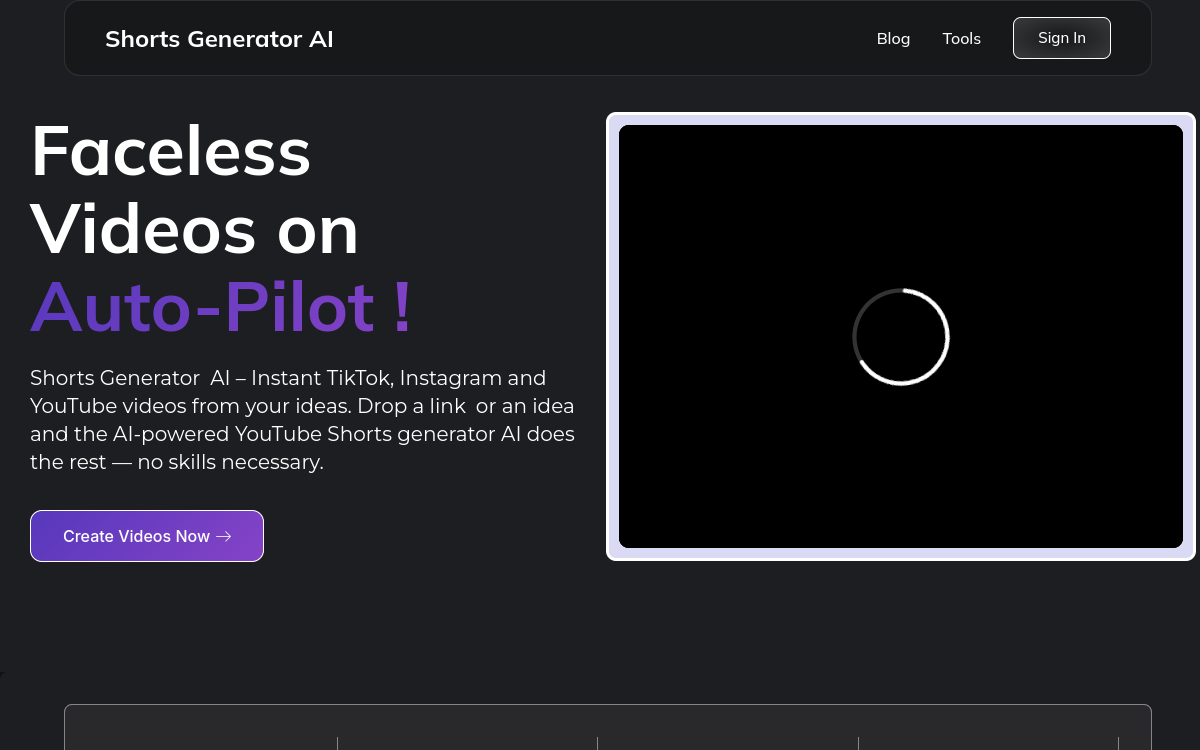 Captura de pantalla de Shorts Generator AI