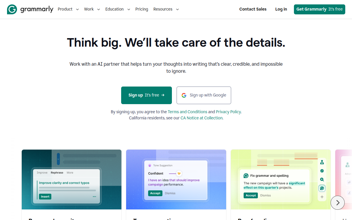 Captura de pantalla de Grammarly