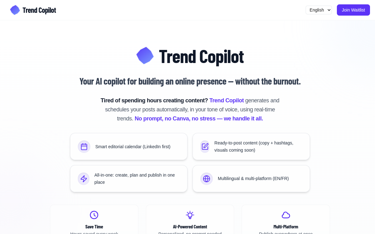 Captura de pantalla de Trend Copilot