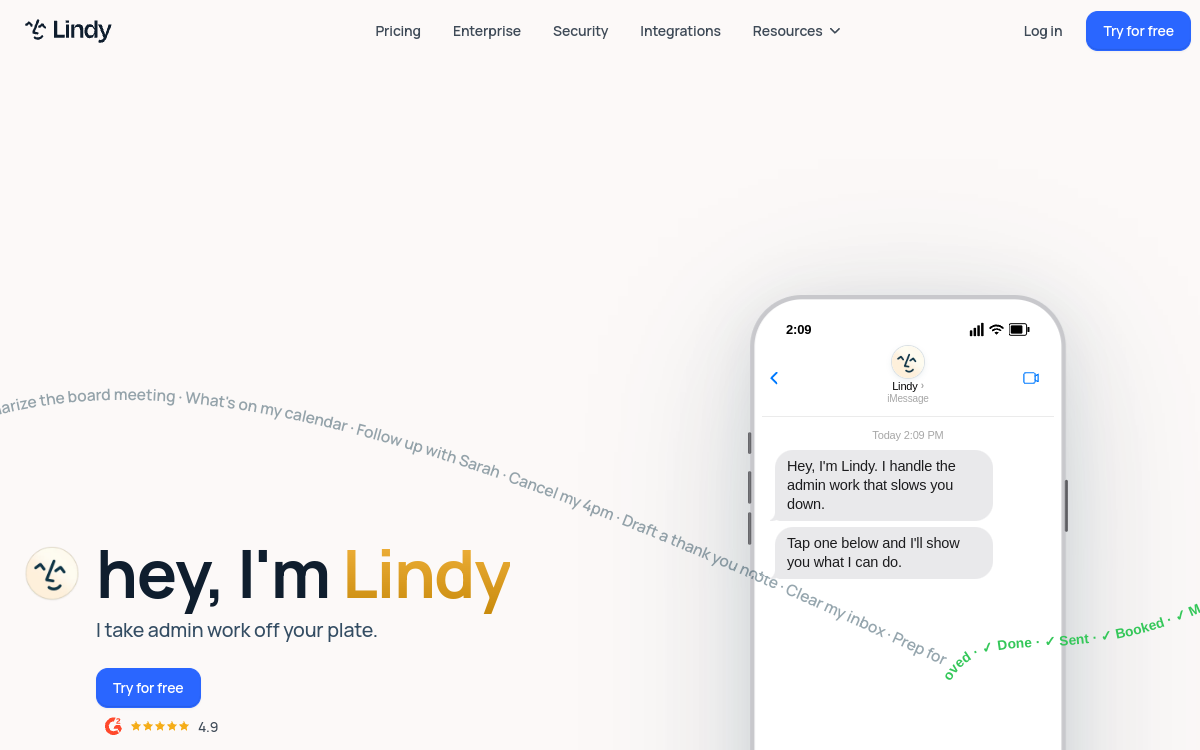 Captura de pantalla de Lindy AI