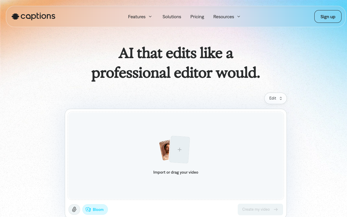 Captura de pantalla de Captions.ai