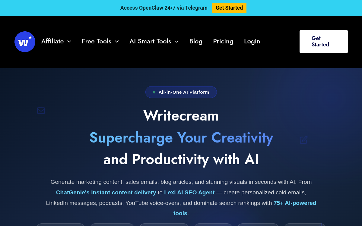 Captura de pantalla de Writecream