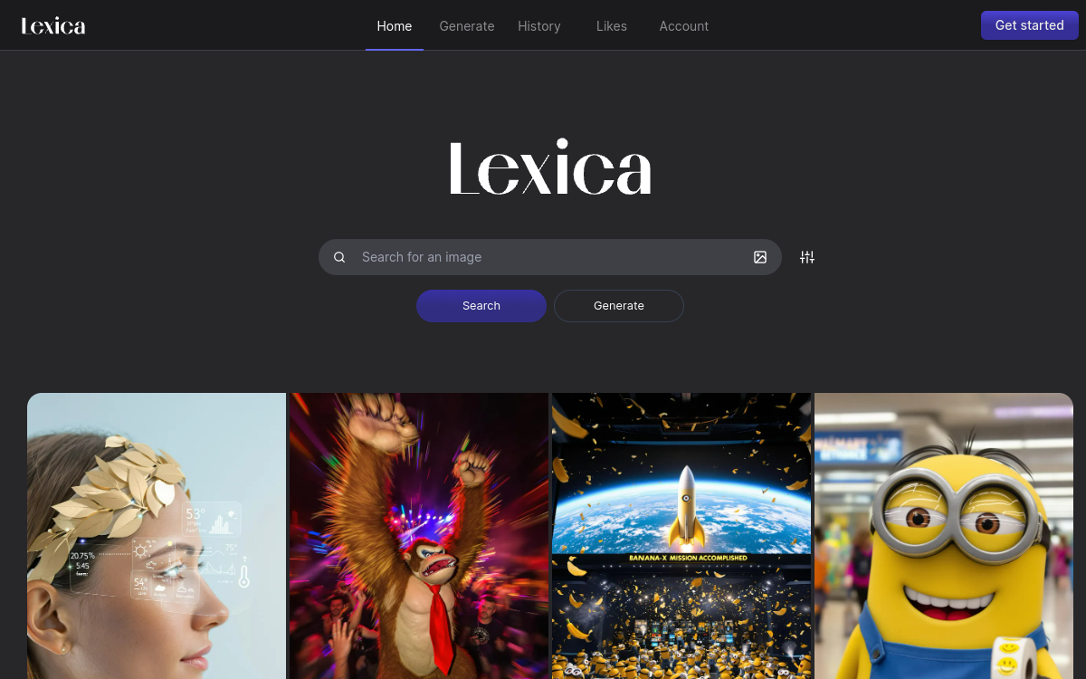 Captura de pantalla de Lexica.art