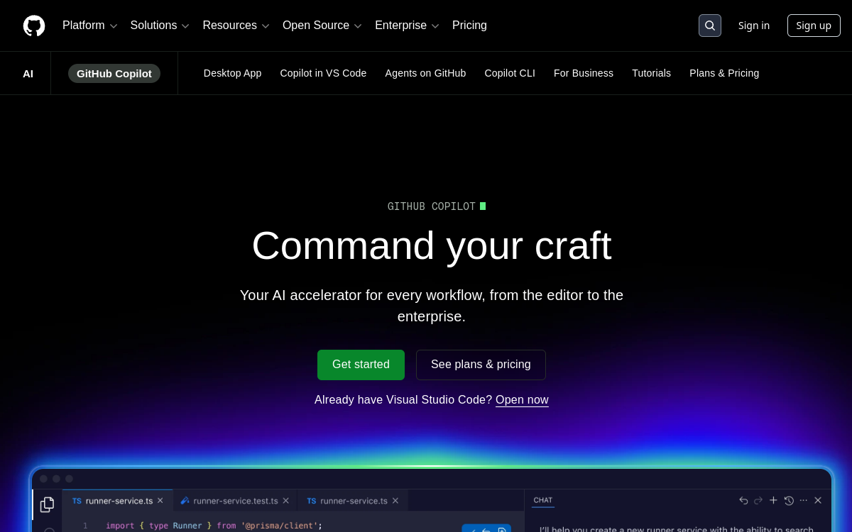 Captura de pantalla de GitHub Copilot (Copilot X)