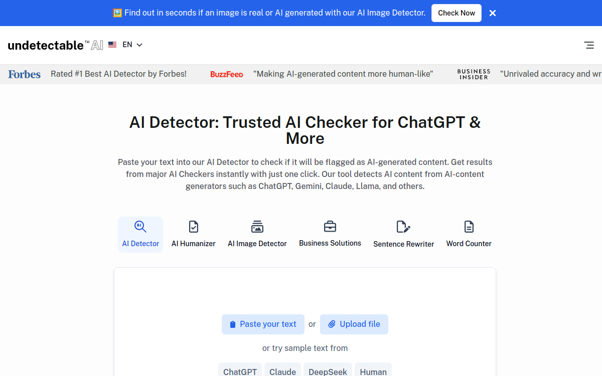 Captura de pantalla de Undetectable.ai
