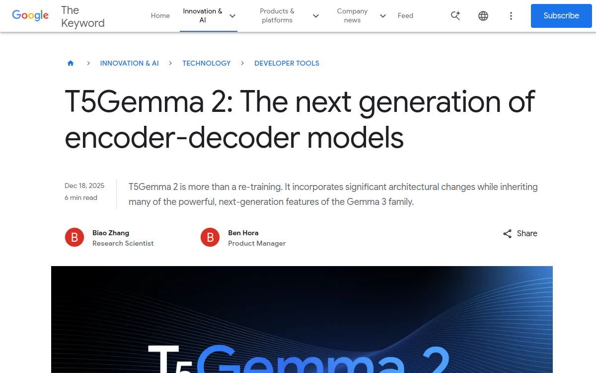 Captura de pantalla de T5Gemma 2 (Google)