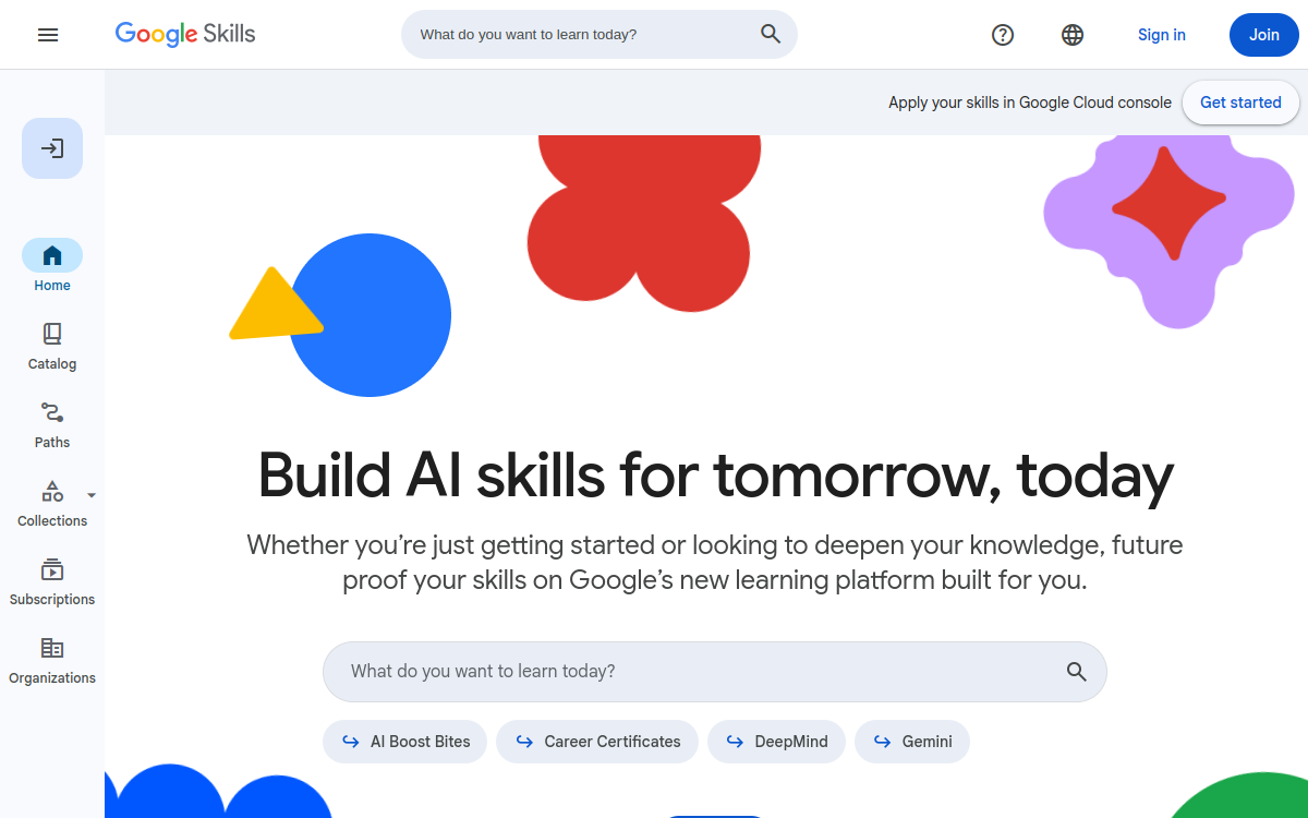 Captura de pantalla de Google Skills