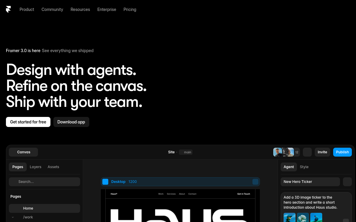 Captura de pantalla de Framer