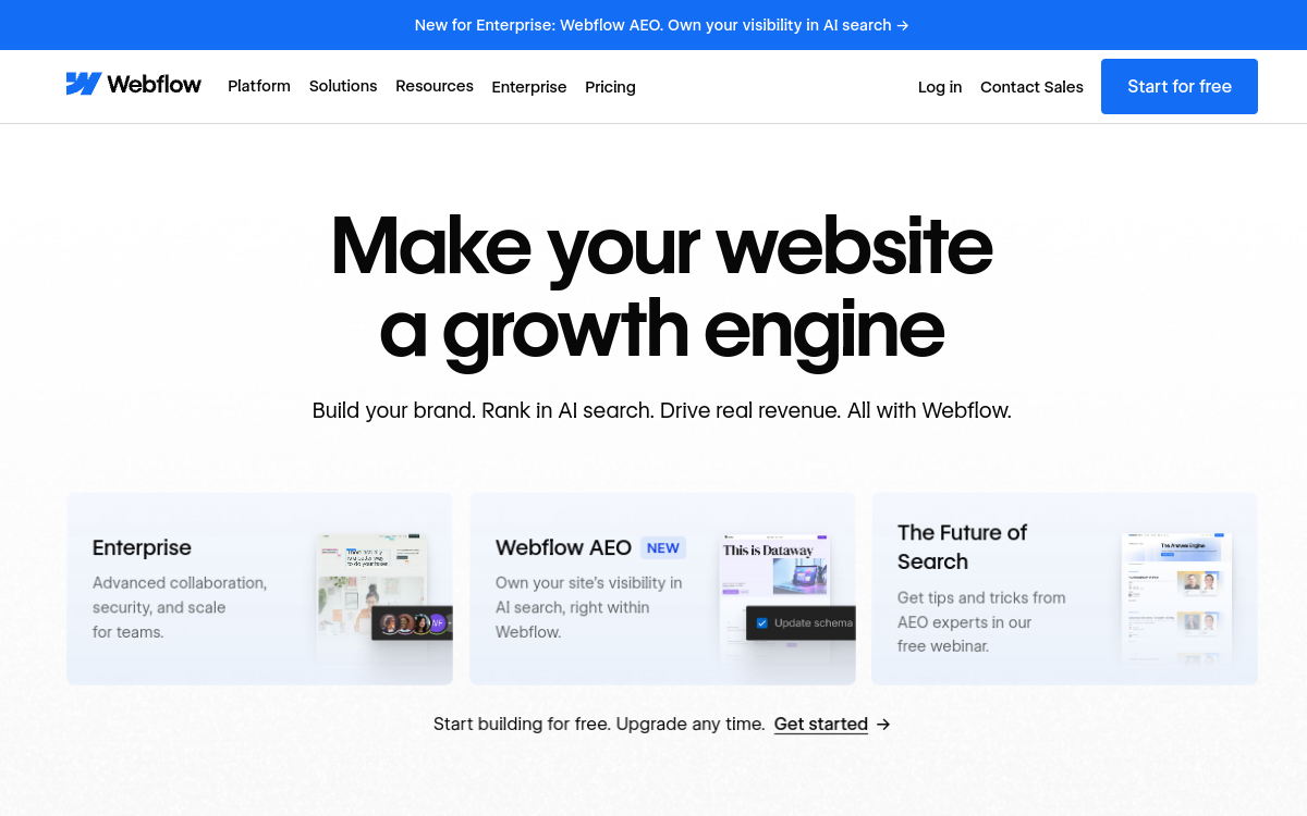 Captura de pantalla de Webflow