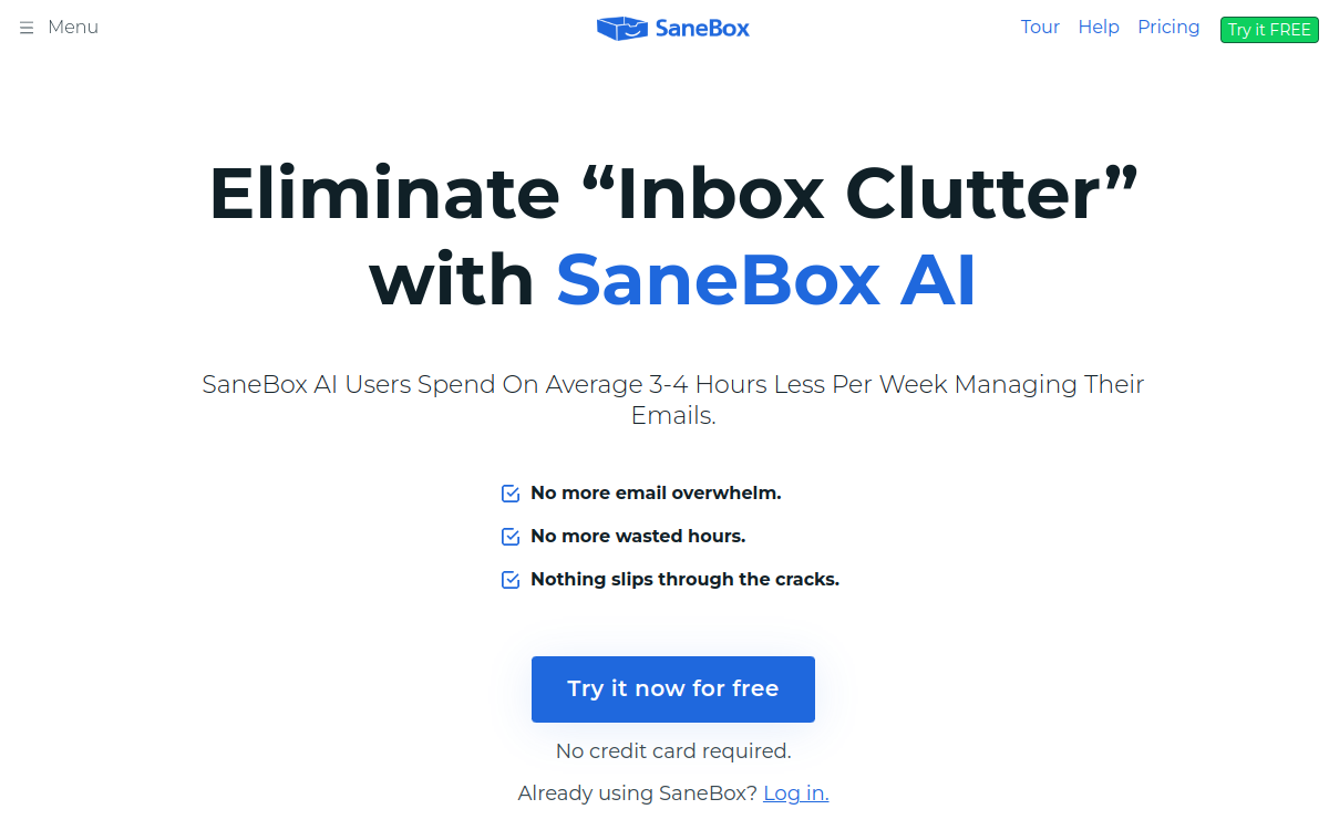 Captura de pantalla de SaneBox