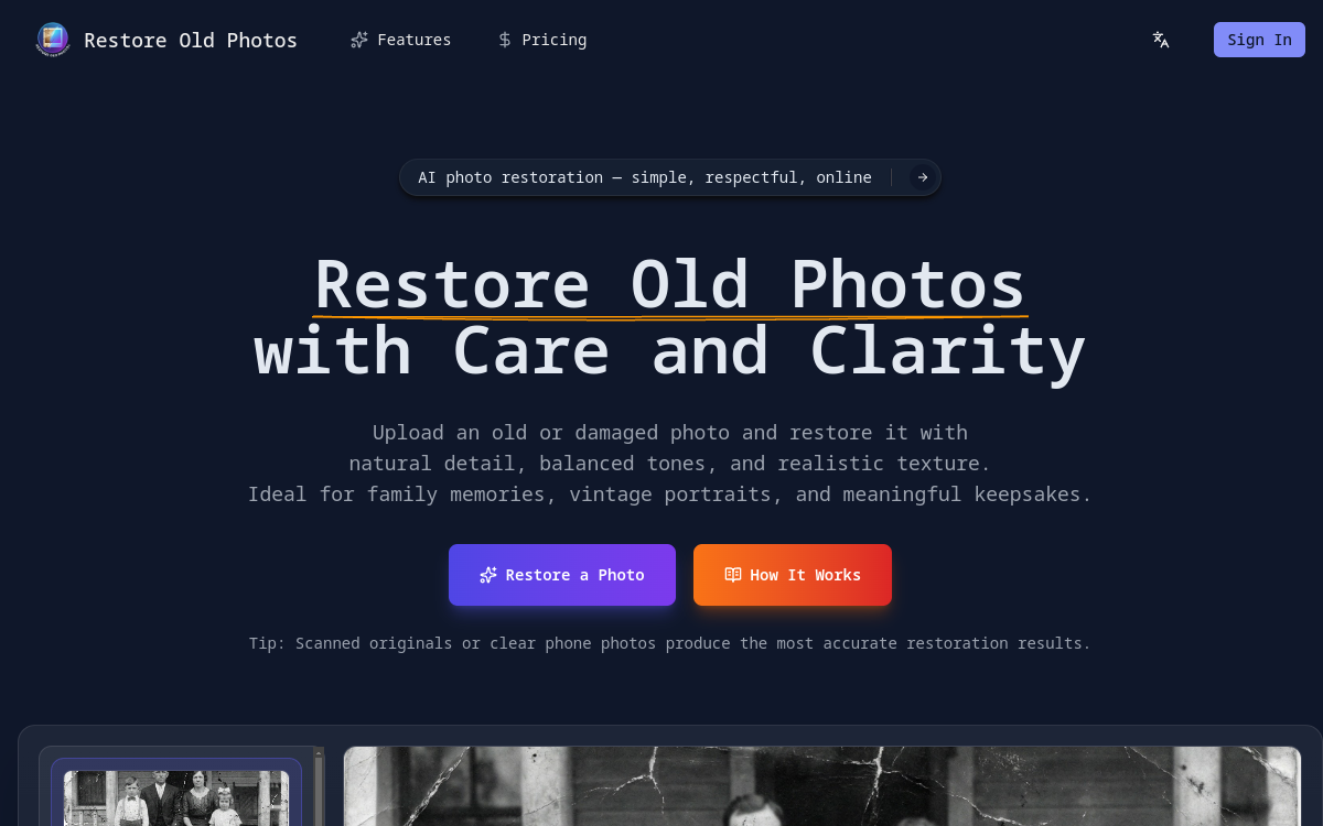 Captura de pantalla de Restore Old Photos