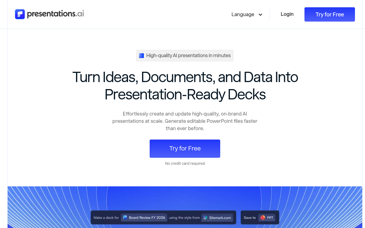 Captura de pantalla de Presentations.AI