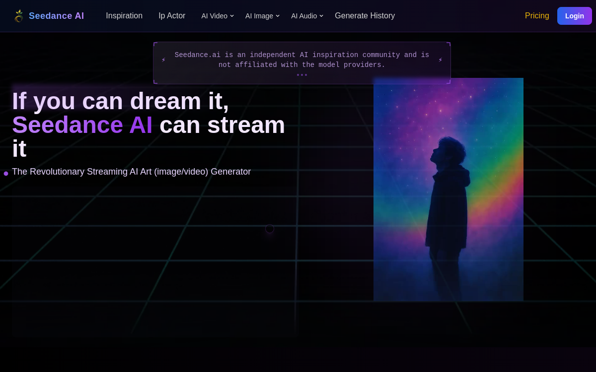 Captura de pantalla de Seedance AI