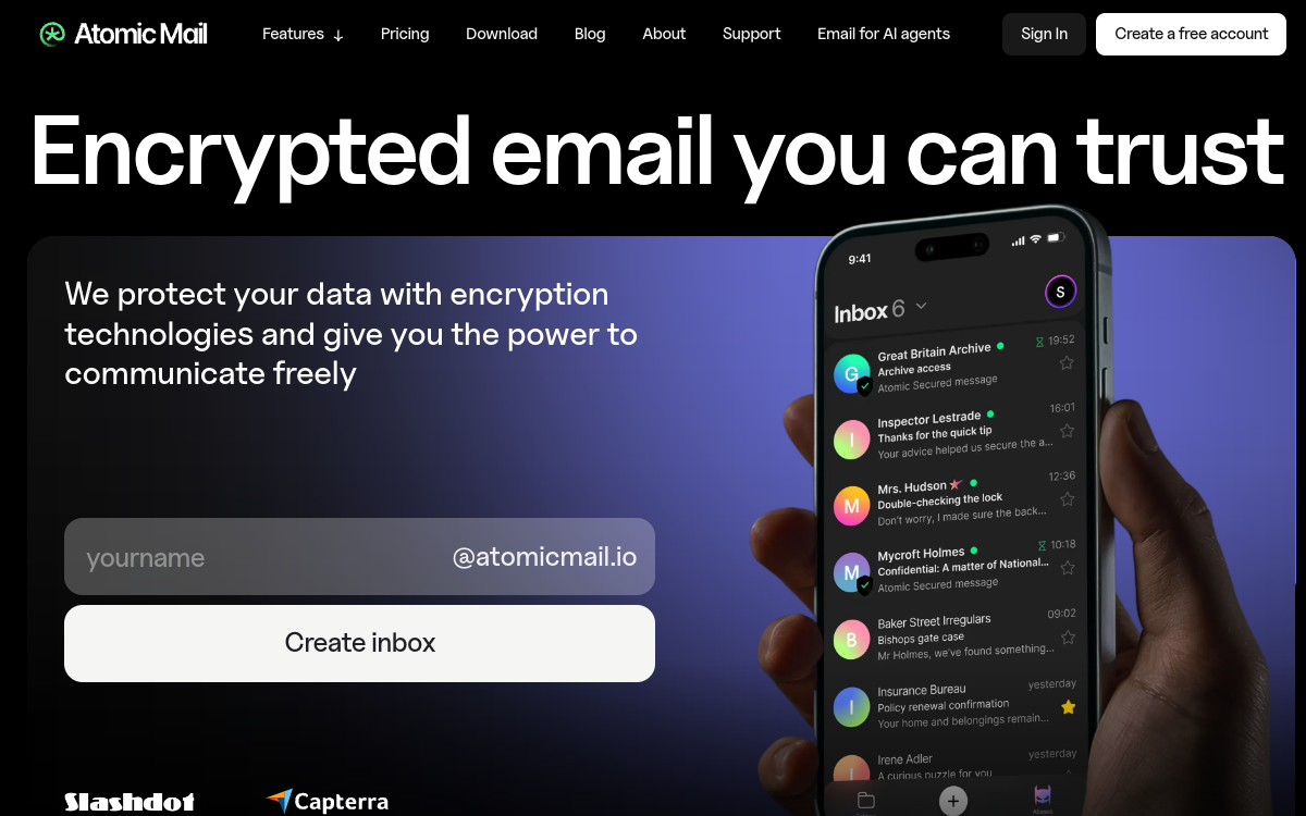 Captura de pantalla de Atomic Mail