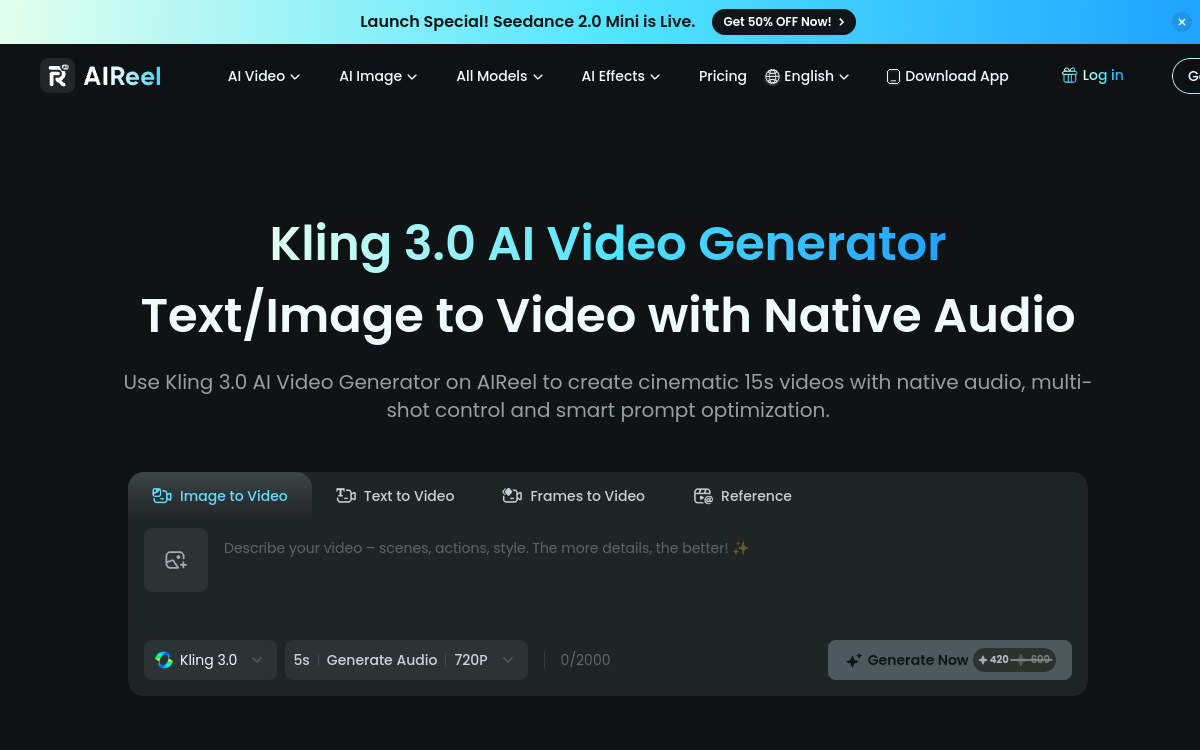 Captura de pantalla de Kling 3.0