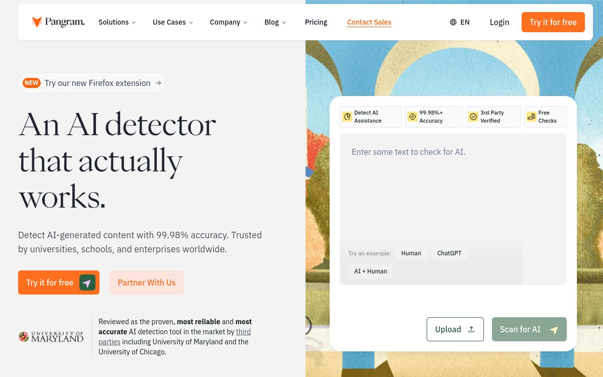 Captura de pantalla de Pangram Labs