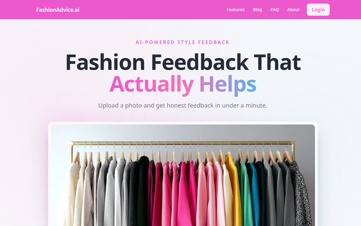 Captura de pantalla de FashionAdvice.ai