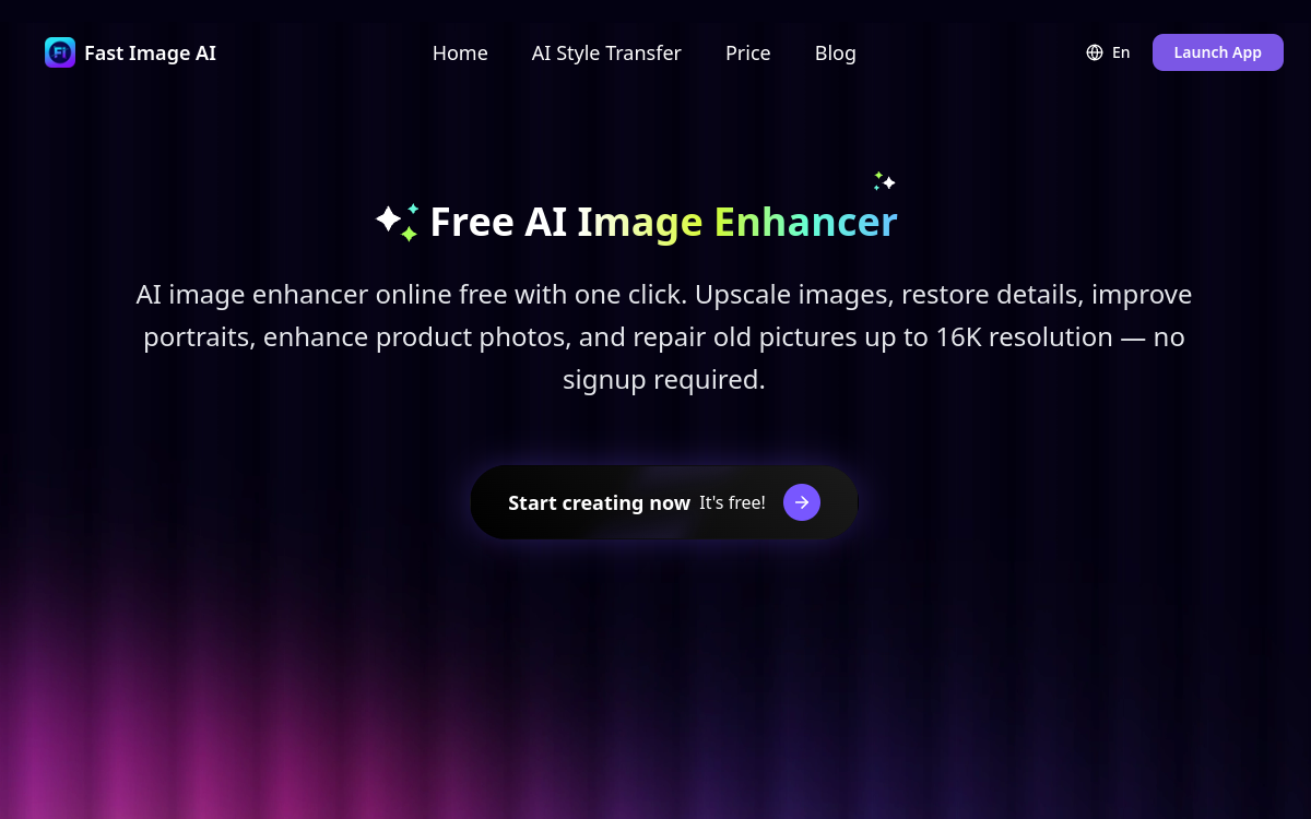 Captura de pantalla de FastImage — AI Image Enhancer