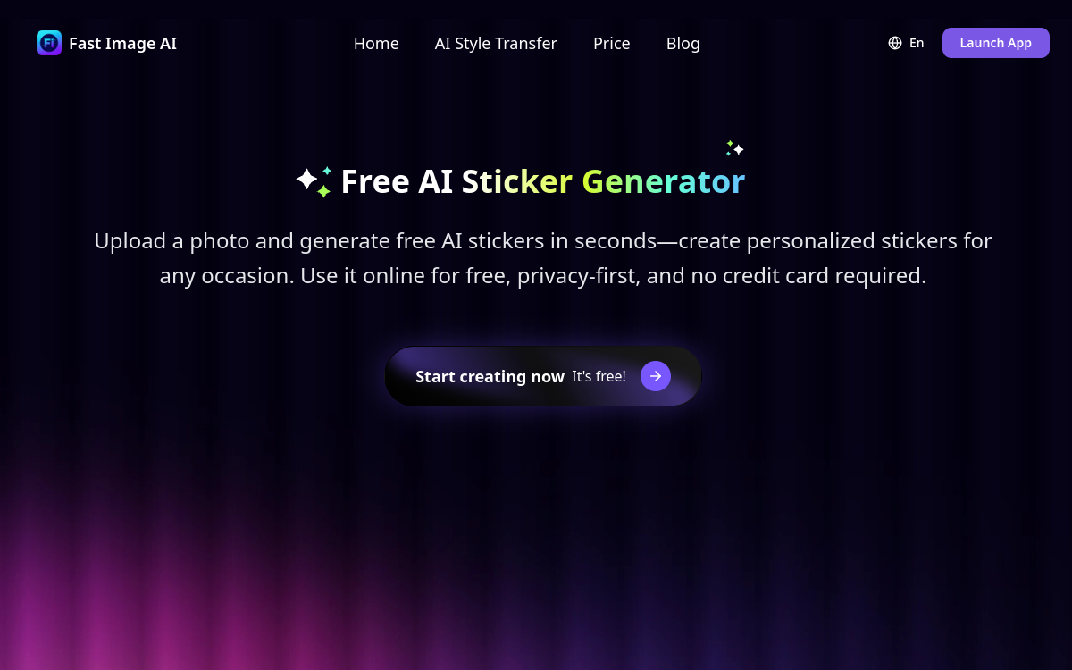 Captura de pantalla de FastImage — AI Sticker Generator