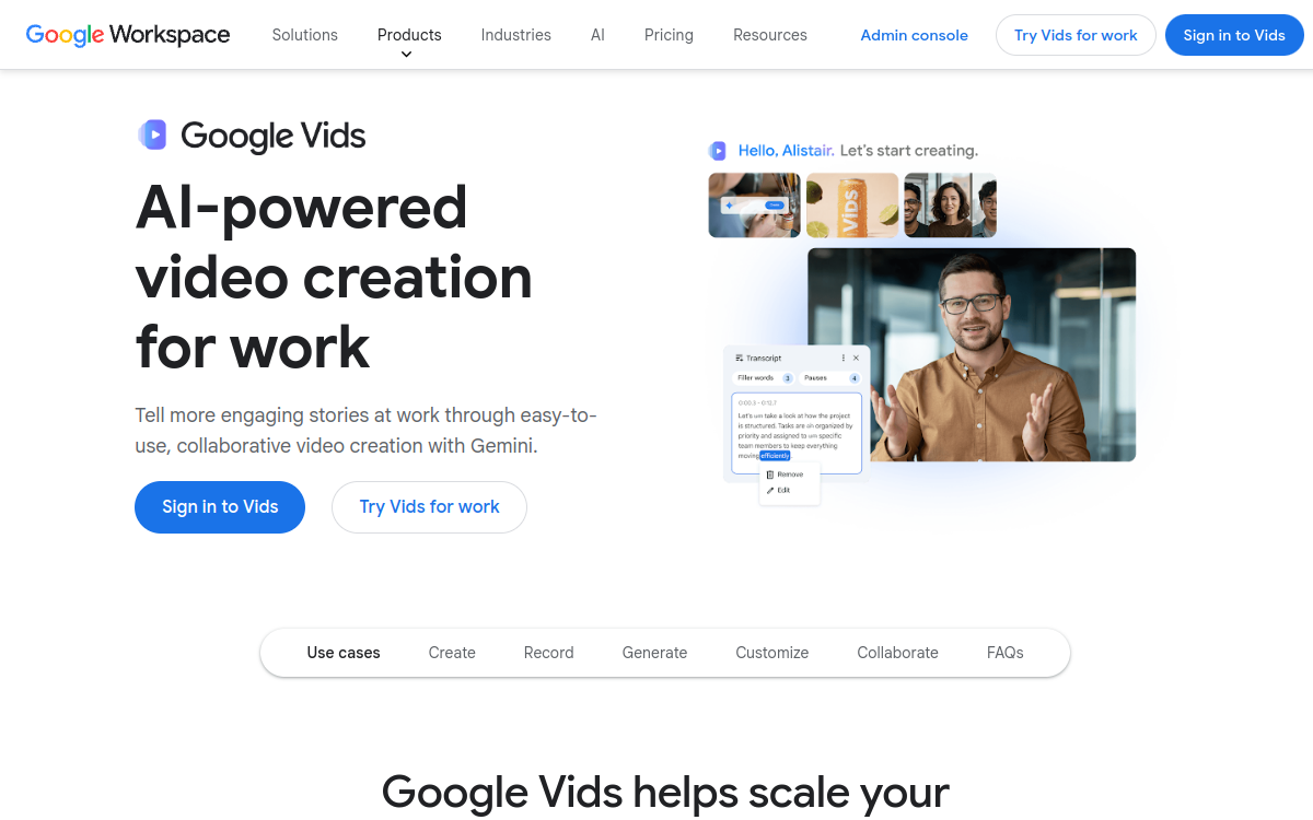 Captura de pantalla de Google Vids