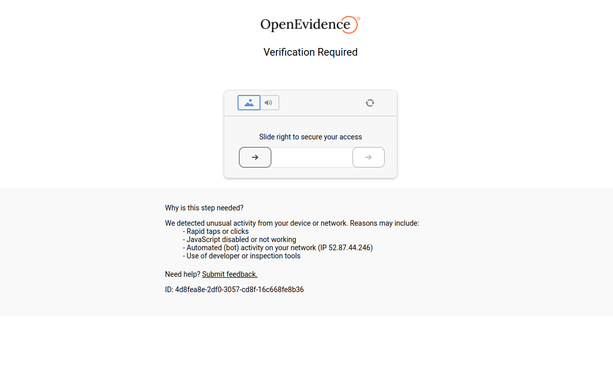 Captura de pantalla de OpenEvidence