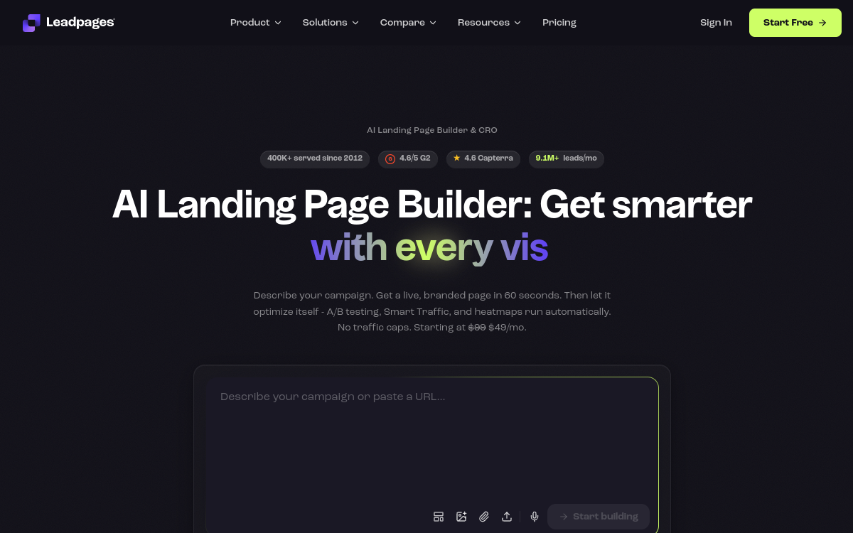 Captura de pantalla de Leadpages