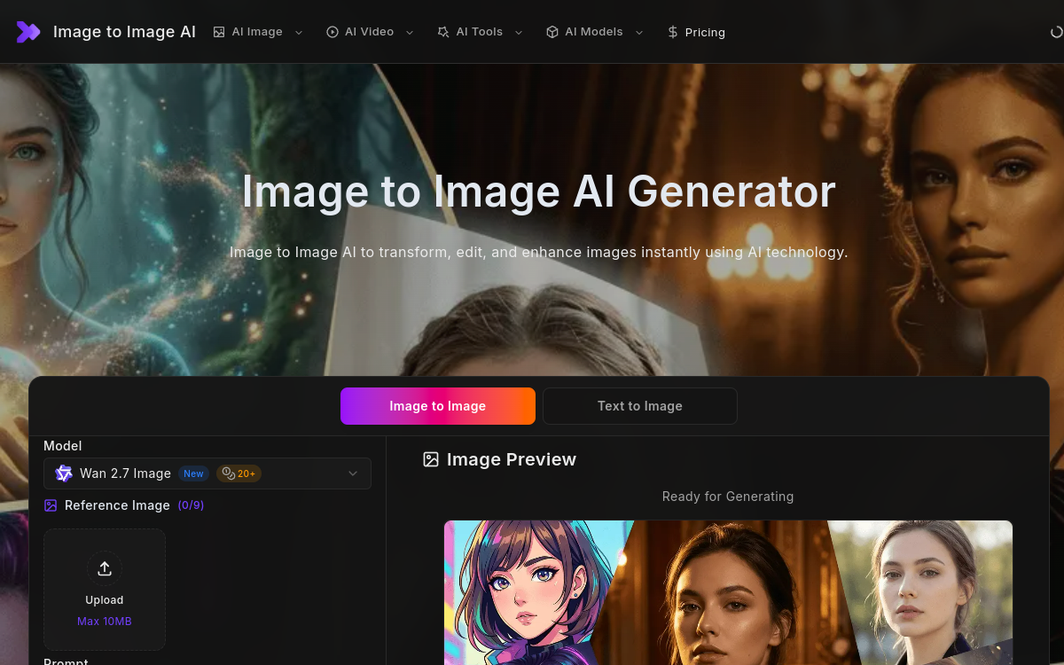 Captura de pantalla de Image to Image AI