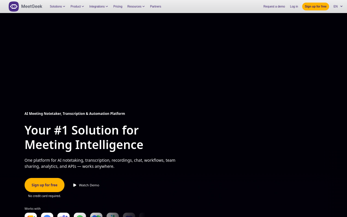 Captura de pantalla de MeetGeek