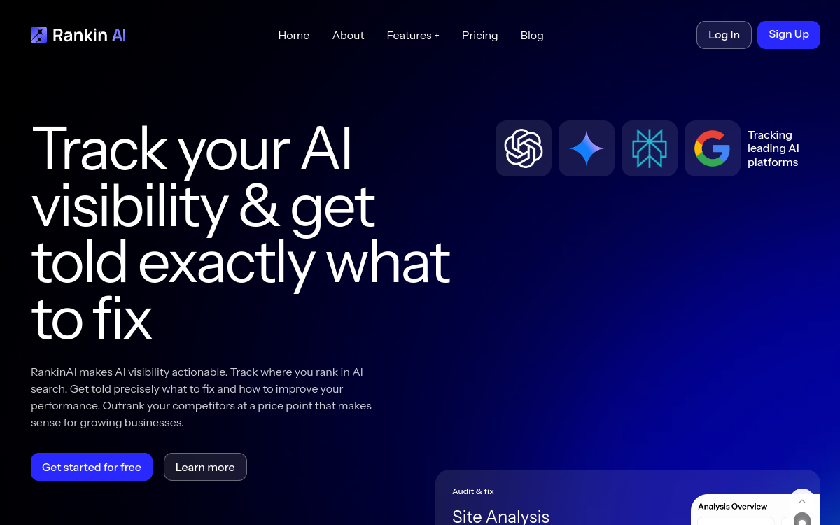 Captura de pantalla de Rankin AI