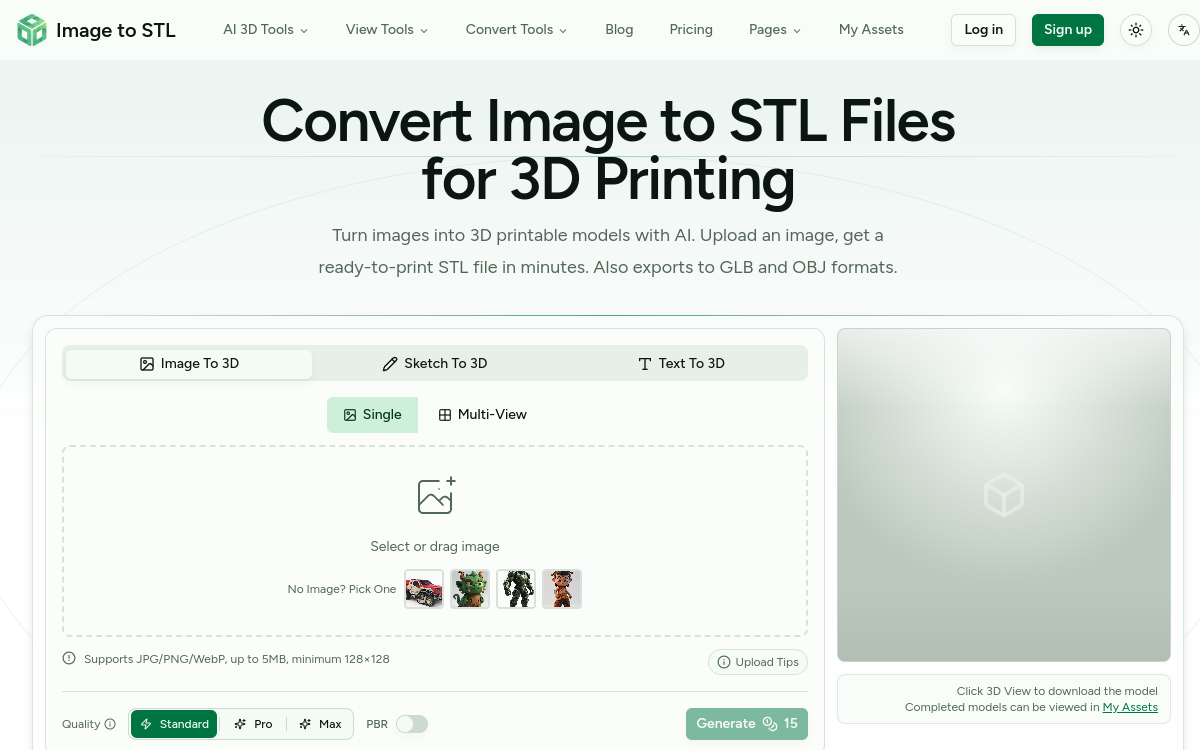 Captura de pantalla de Image to STL