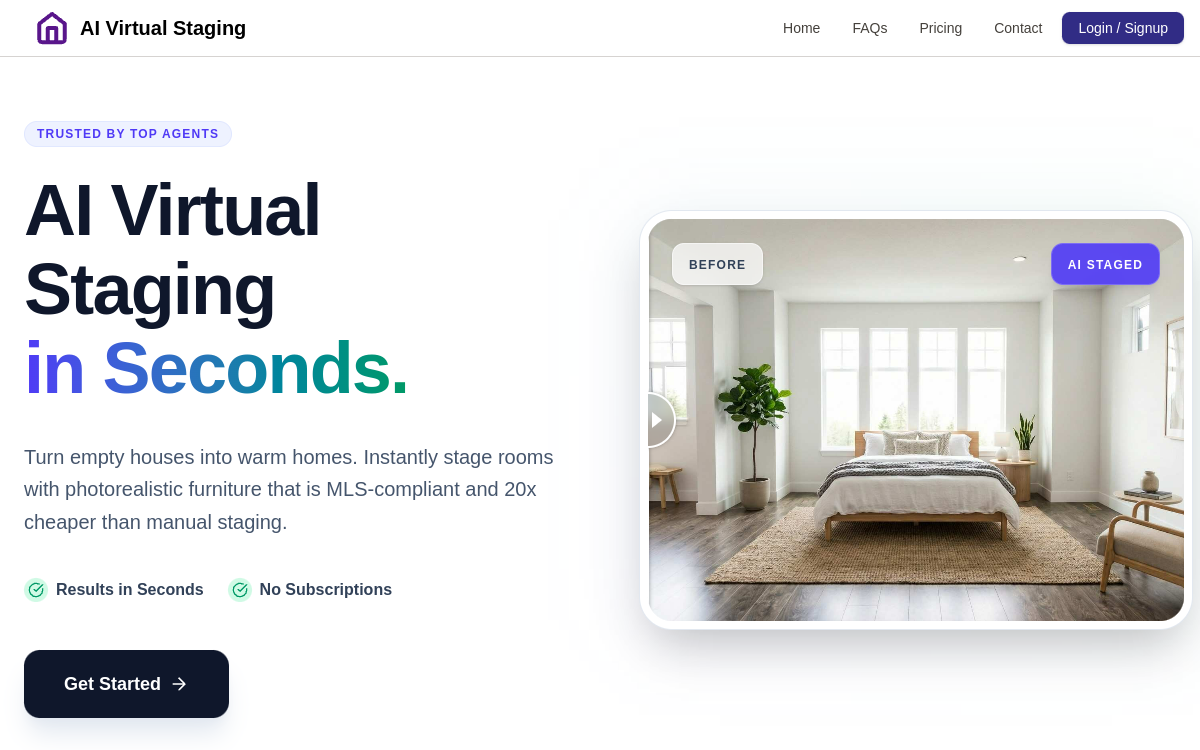 Captura de pantalla de AI Virtual Staging