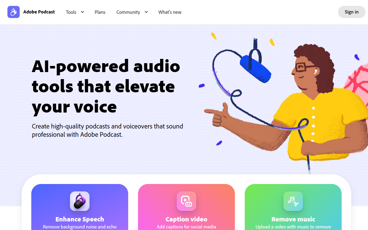 Captura de pantalla de Adobe Podcast