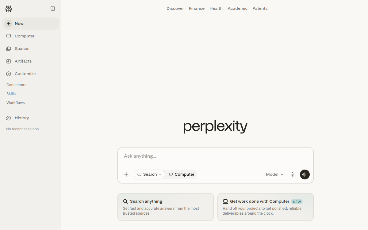 Captura de pantalla de Perplexity AI