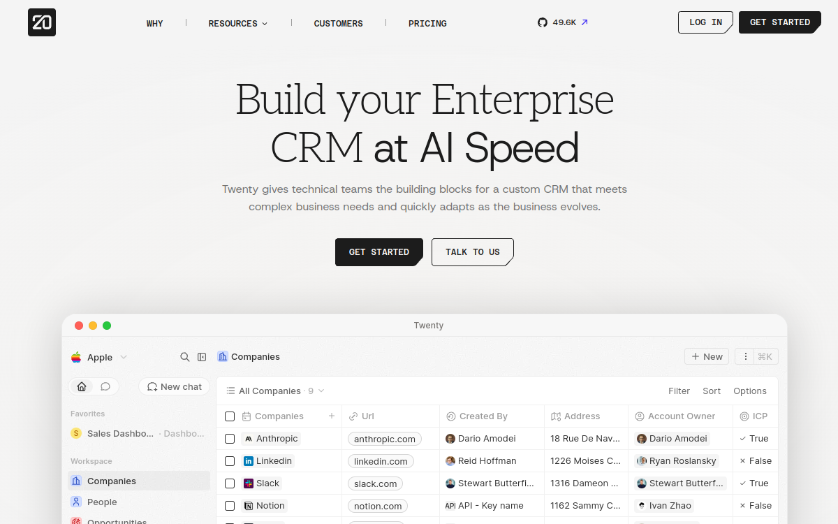 Captura de pantalla de Twenty CRM