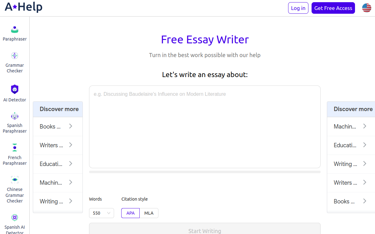 Captura de pantalla de AHelp Essay Writer