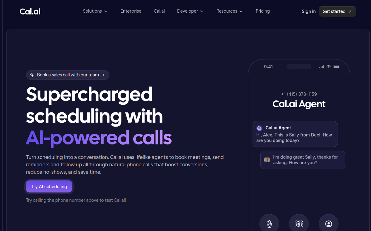 Captura de pantalla de Cal.com AI