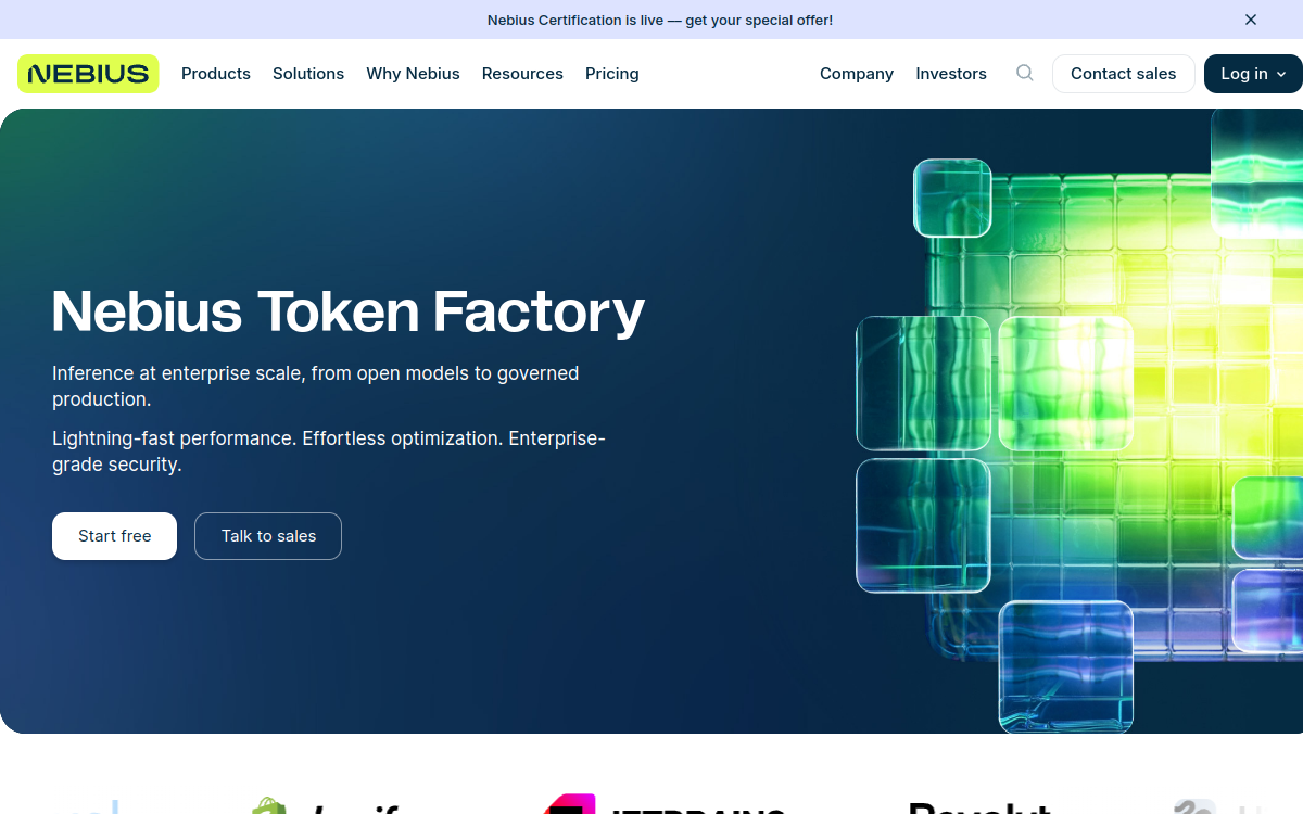 Captura de pantalla de Nebius Token Factory