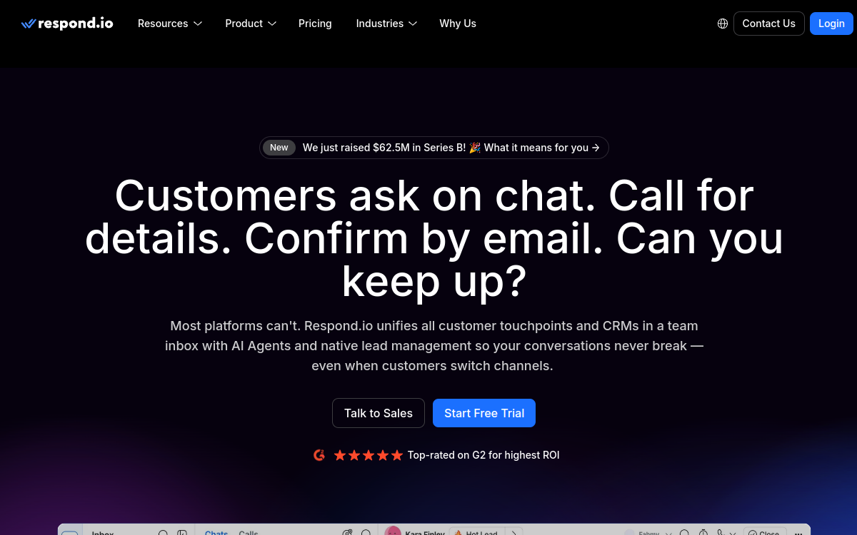Captura de pantalla de Respond.io
