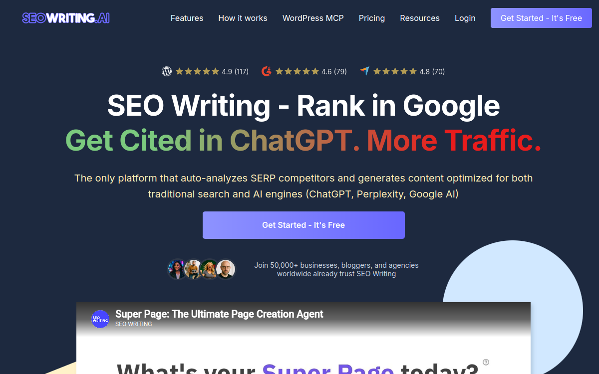 Captura de pantalla de SEOWriting AI