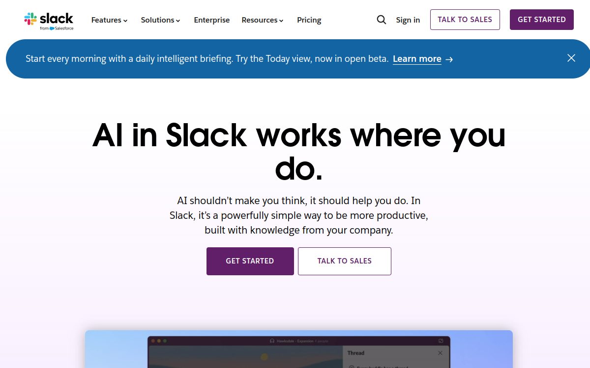 Captura de pantalla de Slack AI