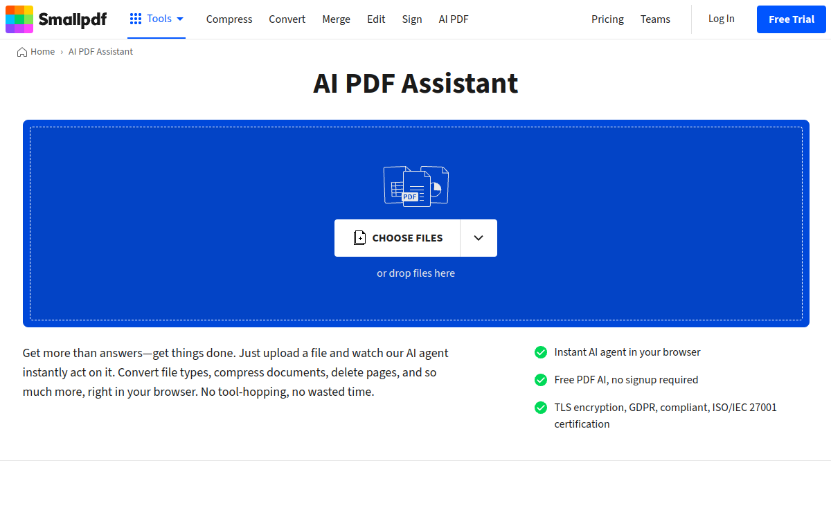 Captura de pantalla de Smallpdf AI