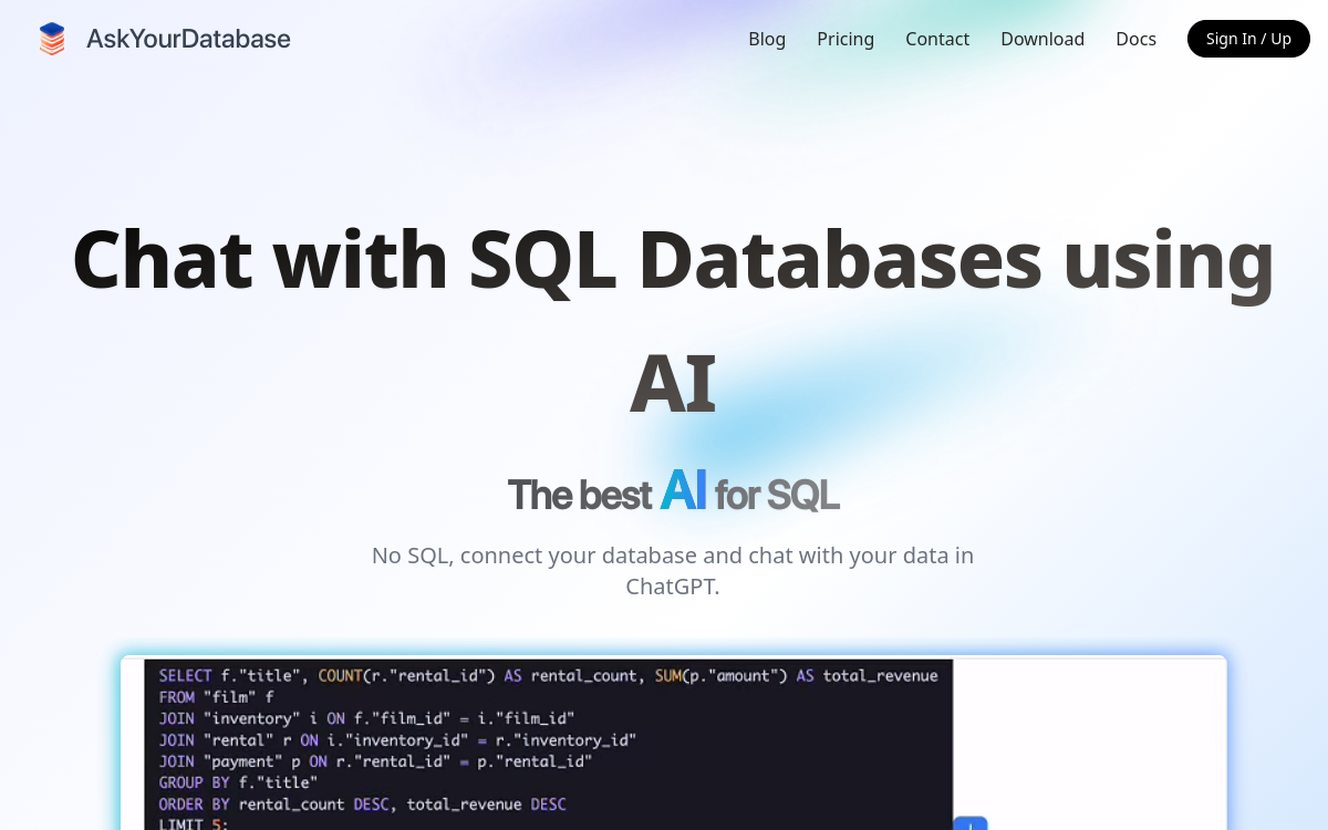 Captura de pantalla de AskYourDatabase