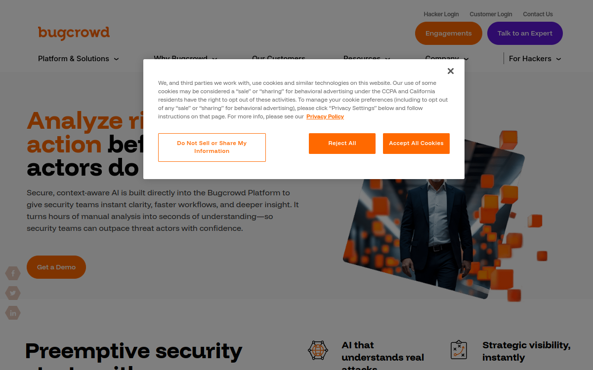Captura de pantalla de Bugcrowd AI