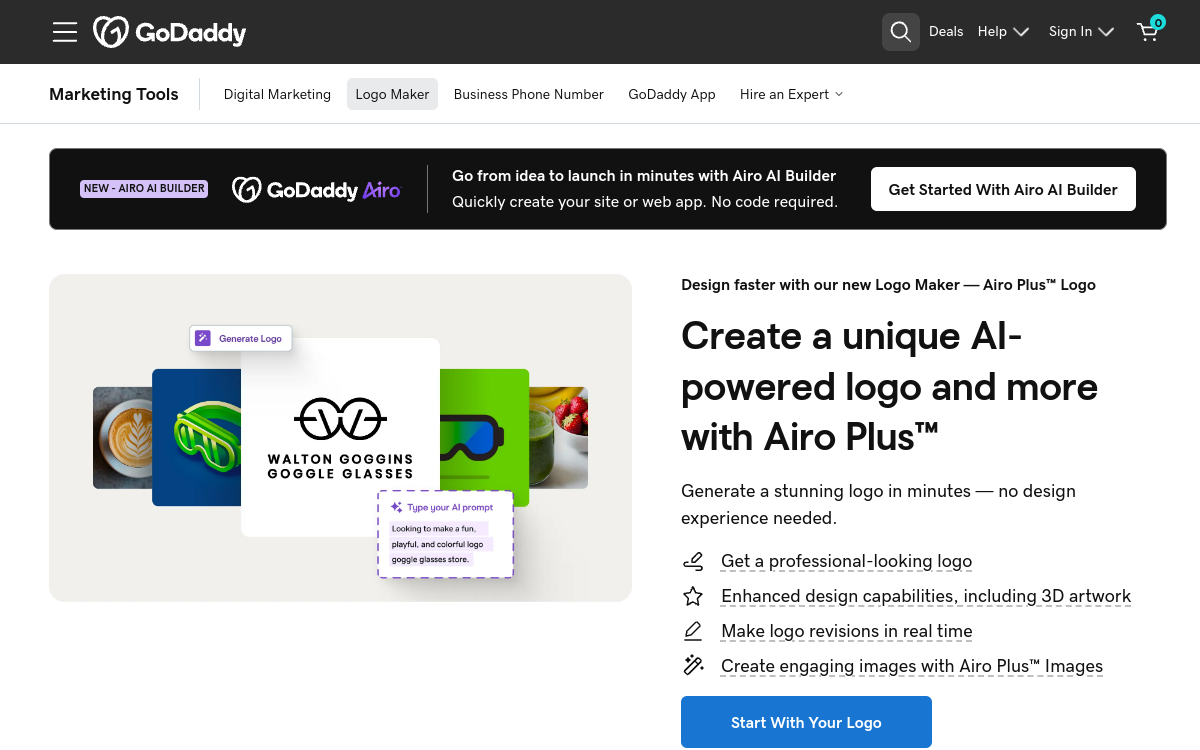 Captura de pantalla de GoDaddy Logo Maker