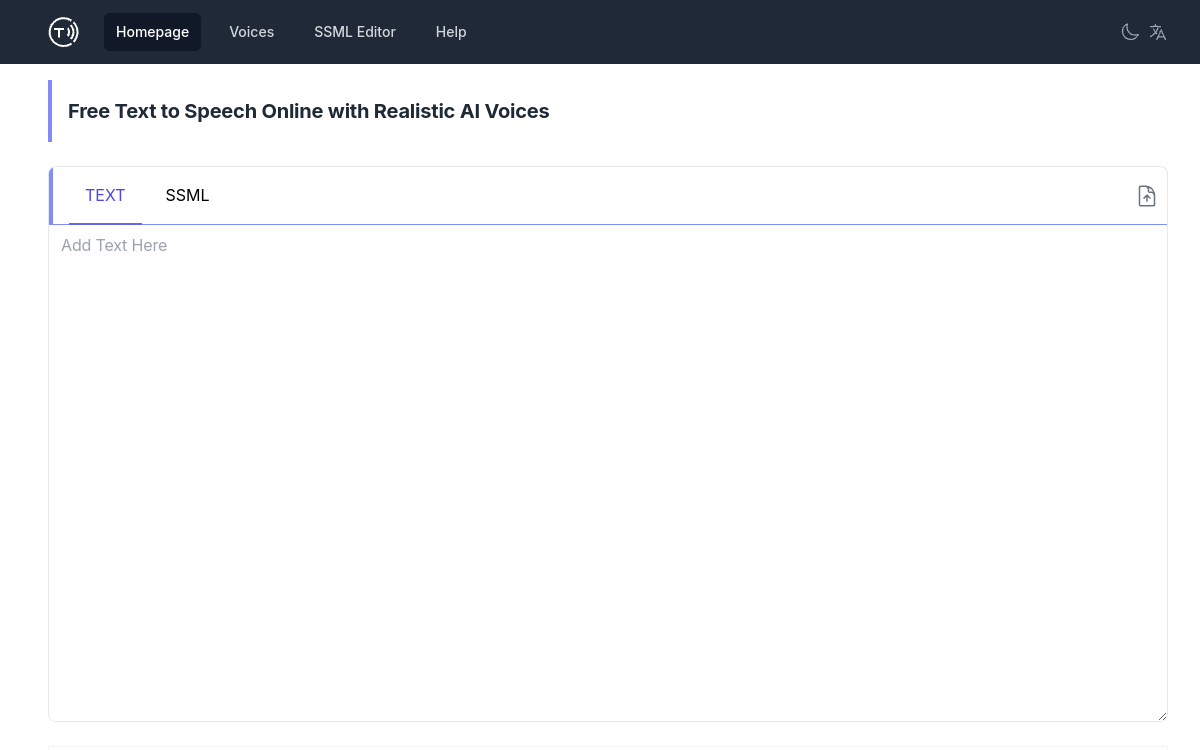 Captura de pantalla de Speech Synthesis Online