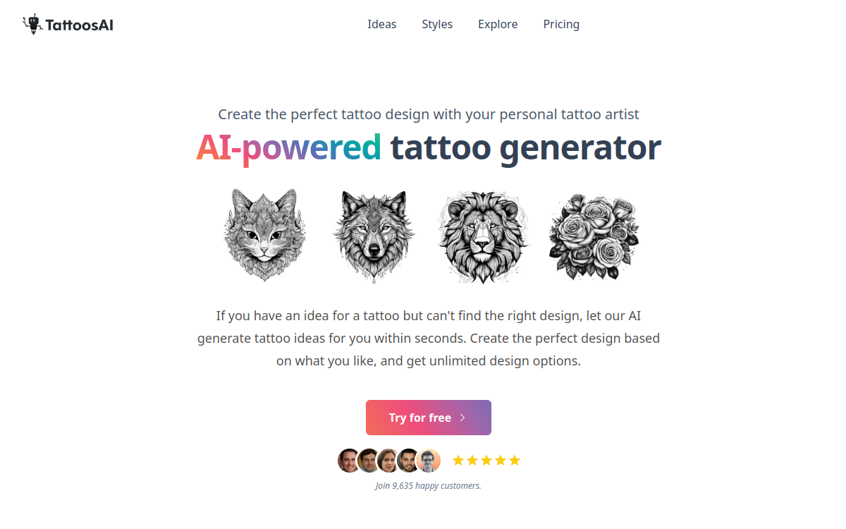 Captura de pantalla de TattoosAI