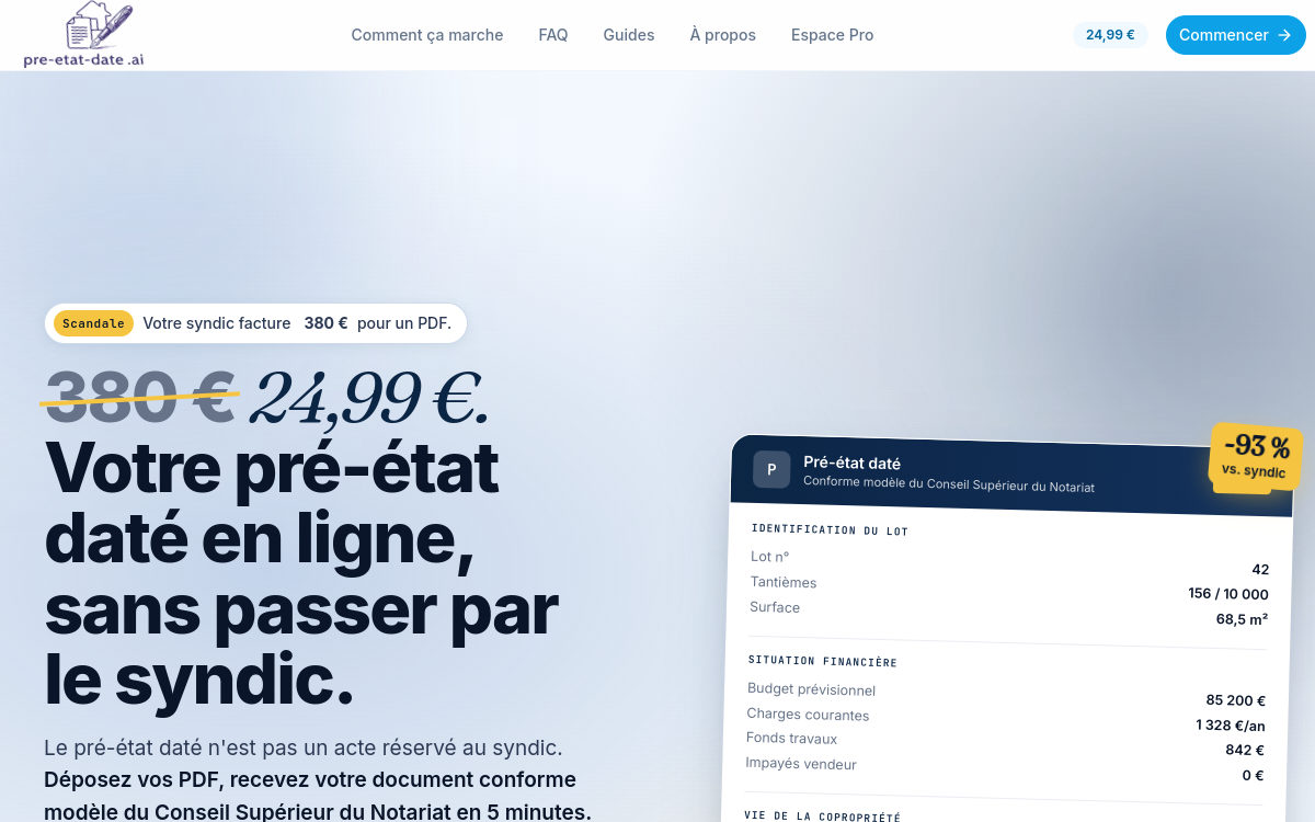 Captura de pantalla de Pré-état daté.ai