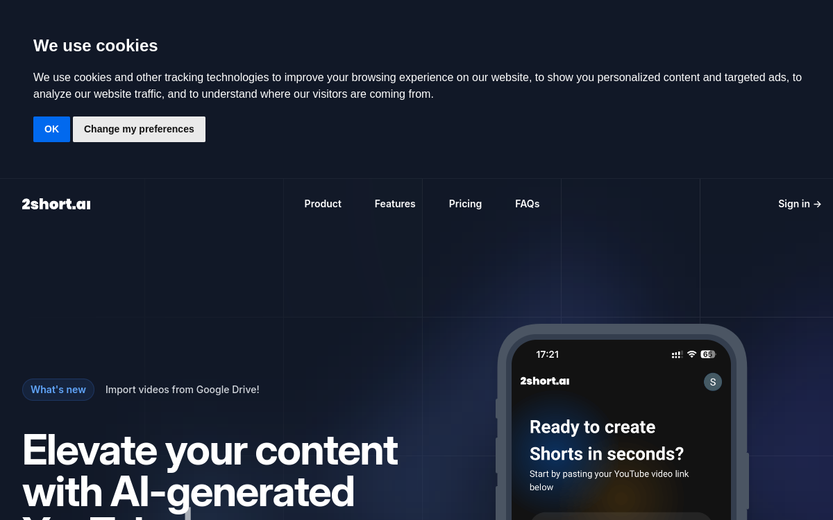 Captura de pantalla de 2short.ai