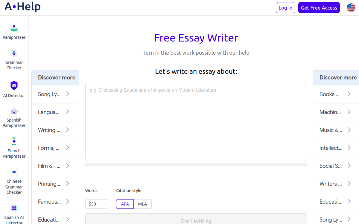 Captura de pantalla de AHelp Essay Writer