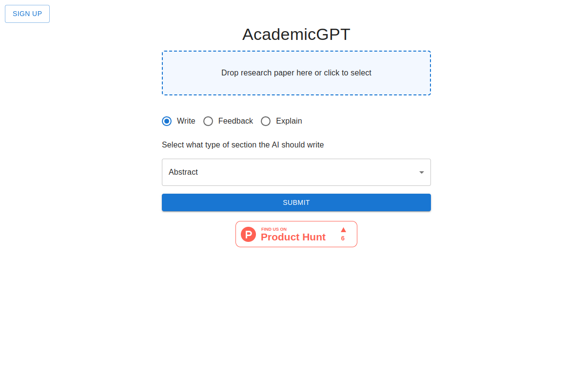 Captura de pantalla de AcademicGPT